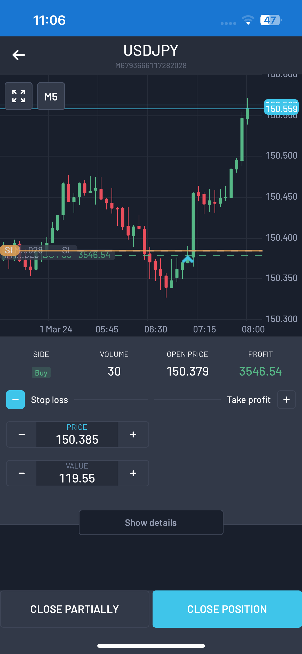 Sarah K.'s winning trade